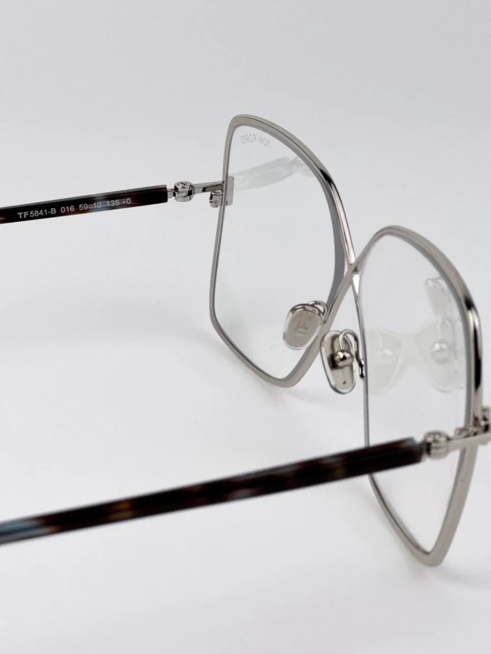 Tom Ford FT5841-B 016 Eyeglasses Palladium Oversized Butterfly Frame